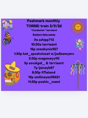 Torrid Raid Train!! 5/9 3:30 to 5 PM EST ❤️🥰💋 Amazing Sellers All DAY!!